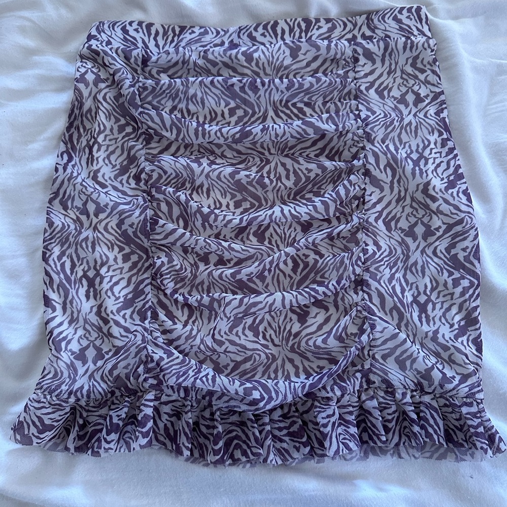 free people ruched purple zebra print mini skirt size small
